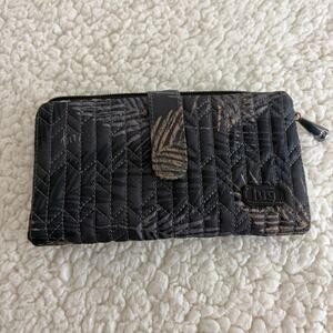 Lug Tram Wallet Bifold RFID Protected Black Grey Leaves Tropical Fog